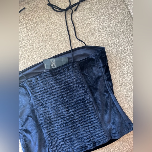 Navy Velvet Tank Top With Adjustable Straps - Picture 4 of 4